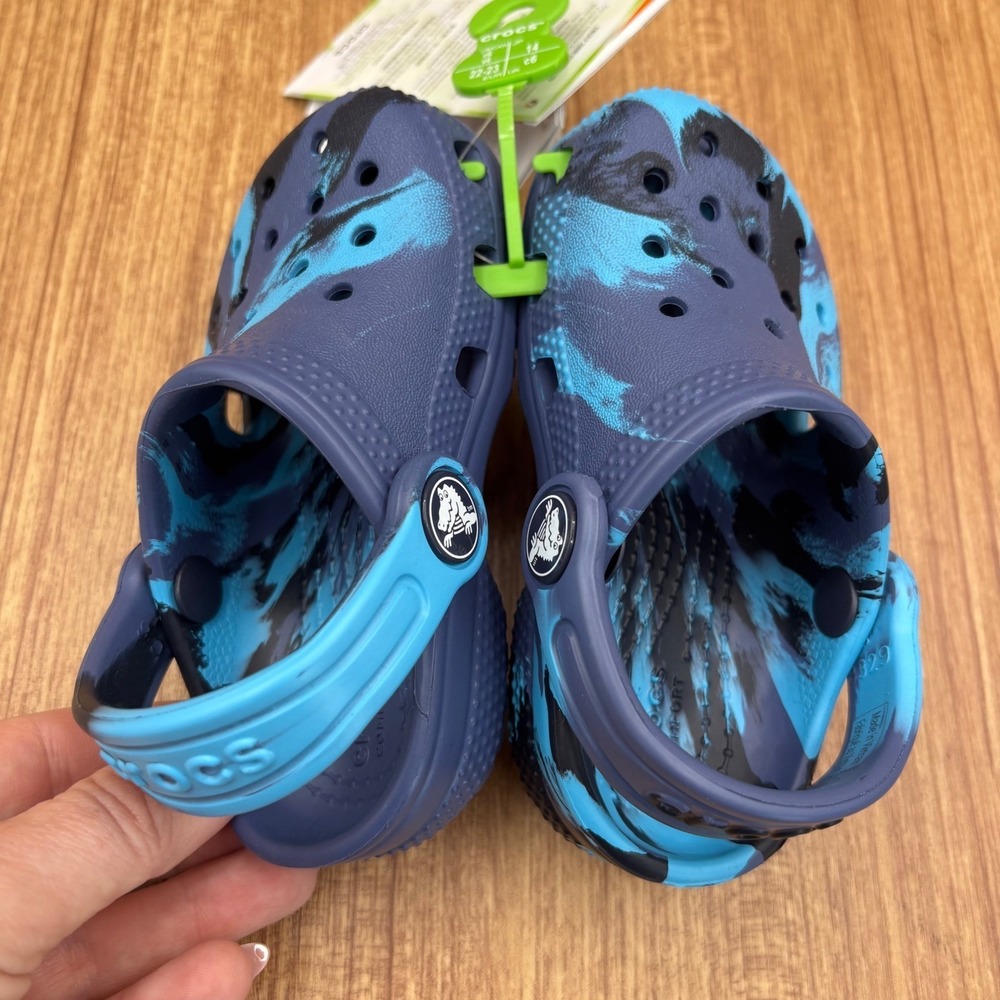 Crocs Classic Marbled Clog Toddler Size C6 Navy Blue Water Friendly 206838 NEW - Picture 5 of 8
